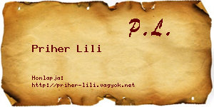 Priher Lili névjegykártya